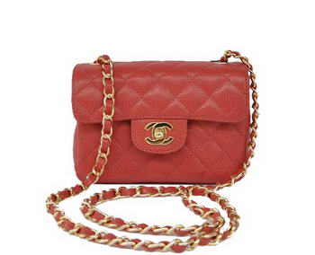 Cheap Chanel Classic mini Flap Bag 1115 Red Leather Golden Hardware