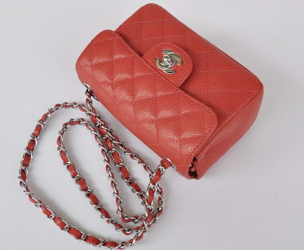 Cheap Chanel Classic mini Flap Bag 1115 Red Leather Silver Hardware