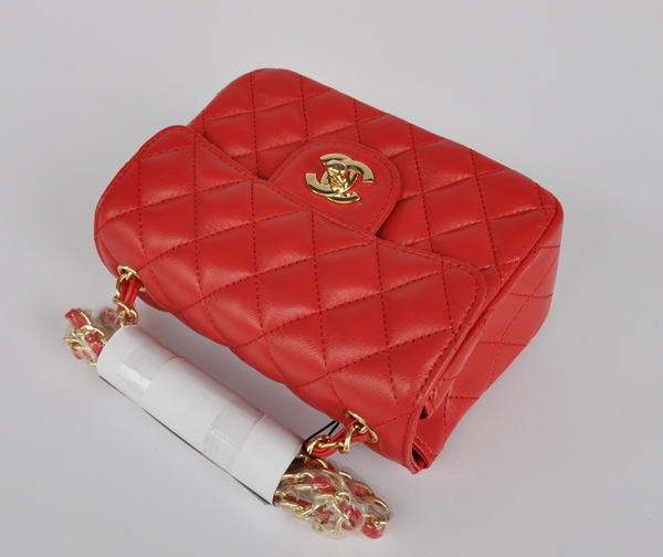 Cheap Chanel Classic mini Flap Bag 1115 Red Sheepskin Golden Hardware