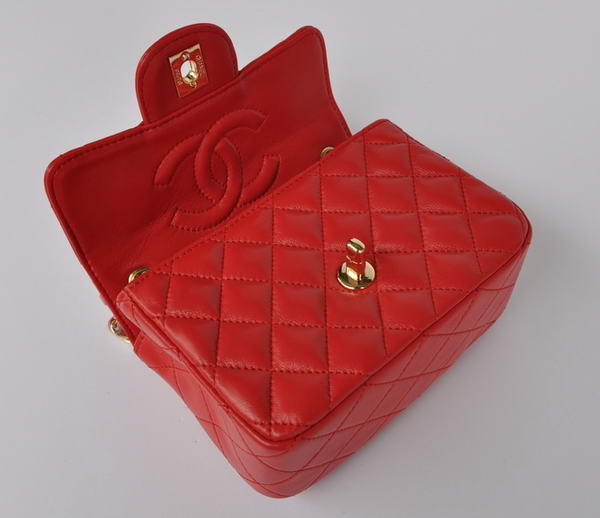 Cheap Chanel Classic mini Flap Bag 1115 Red Sheepskin Golden Hardware