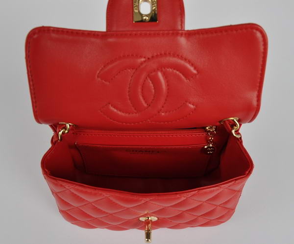 Cheap Chanel Classic mini Flap Bag 1115 Red Sheepskin Golden Hardware