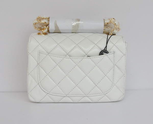 Cheap Chanel Classic mini Flap Bag 1115 White Sheepskin Golden Hardware