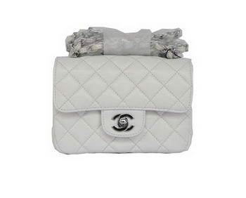 Cheap Chanel Classic mini Flap Bag 1115 White Sheepskin Silver Hardware