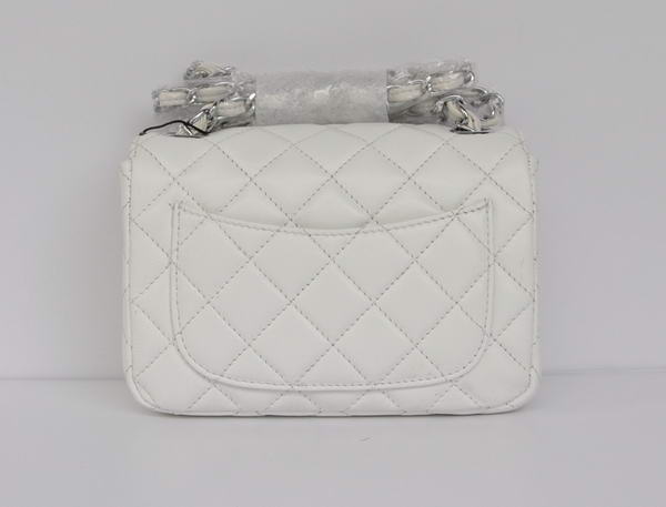 Cheap Chanel Classic mini Flap Bag 1115 White Sheepskin Silver Hardware