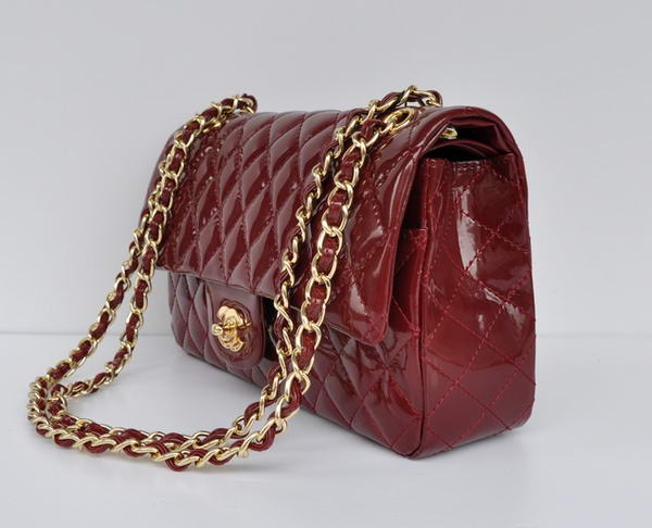 Cheap Chanel 2.55 Series Flap Bag 1112 Maroon Patent Leather Golden Hardware