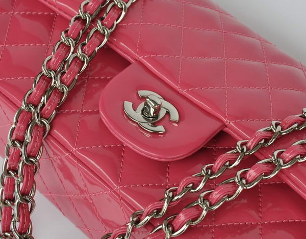 Cheap Chanel 2.55 Series Flap Bag 1112 Peach Patent Leather Silver Hardware