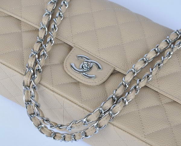 Cheap Chanel 2.55 Series Flap Bag 1113 Apricot Leather Silver Hardware