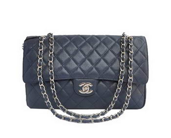 Cheap Chanel 2.55 Series Flap Bag 1113 Blue Leather Silver Hardware