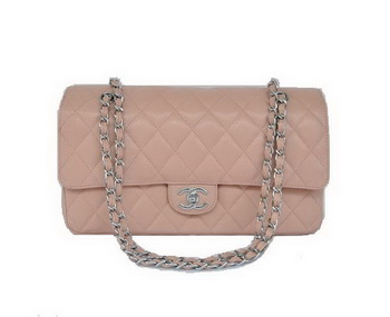 Cheap Chanel 2.55 Series Flap Bag 1113 Pink Leather Silver Hardware