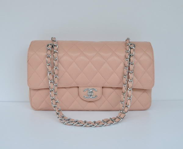 Cheap Chanel 2.55 Series Flap Bag 1113 Pink Leather Silver Hardware