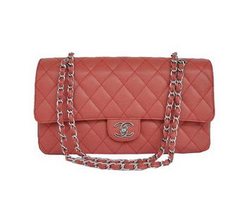 Cheap Chanel 2.55 Series Flap Bag 1113 Red Leather Silver Hardware