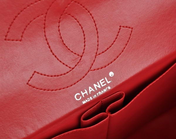 Cheap Chanel 2.55 Series Flap Bag 1113 Red Leather Silver Hardware