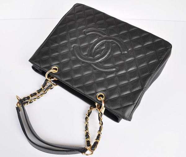 Cheap Chanel Classic CC Shopping Bag A20995 Black Lambskin Golden