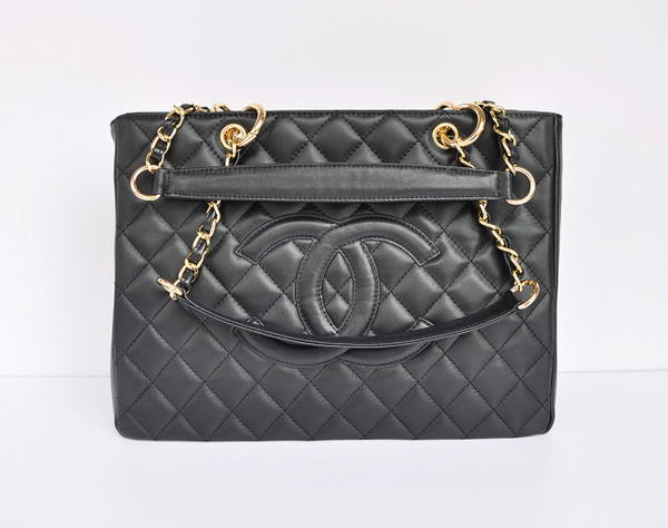 Cheap Chanel Classic CC Shopping Bag A20995 Black Lambskin Golden