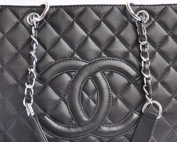 Cheap Chanel Classic CC Shopping Bag A20995 Black Lambskin Silver