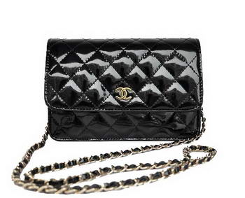 Cheap Chanel Mini Flap Bag A33814 Black Patent Golden