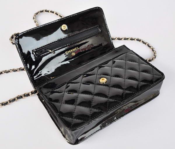 Cheap Chanel Mini Flap Bag A33814 Black Patent Golden