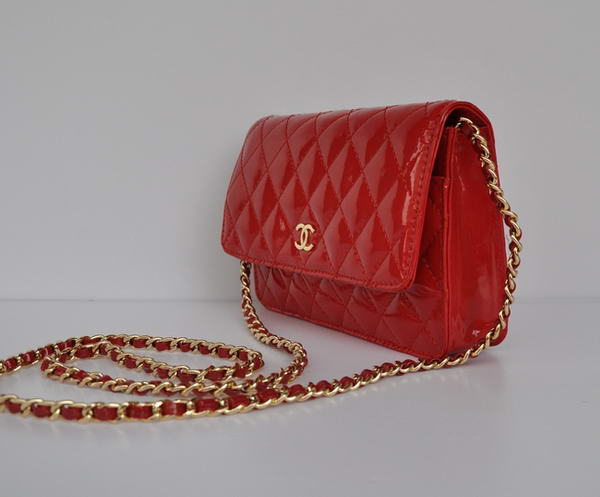 Cheap Chanel Mini Flap Bag A33814 Red Patent Golden