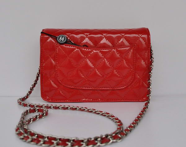 Cheap Chanel Mini Flap Bag A33814 Red Patent Silver