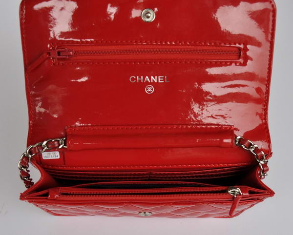 Cheap Chanel Mini Flap Bag A33814 Red Patent Silver