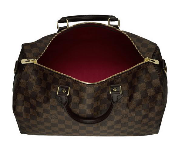 Louis Vuitton Damier Ebene Canvas Speedy 35 With Shoulder Strap N41182