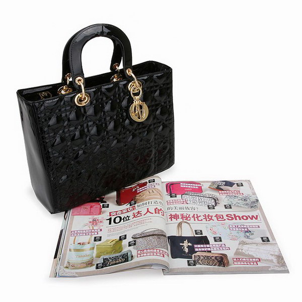 Dior Tote Bags Patent Leather Black 44561