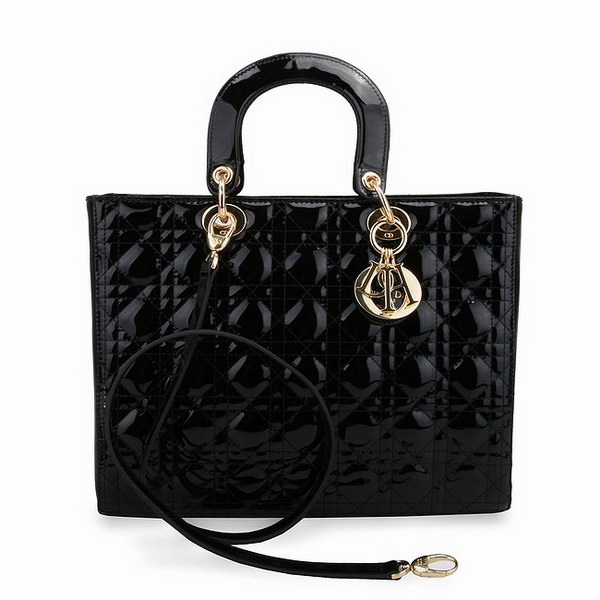 Dior Tote Bags Patent Leather Black 44561