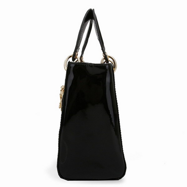 Dior Tote Bags Patent Leather Black 6301