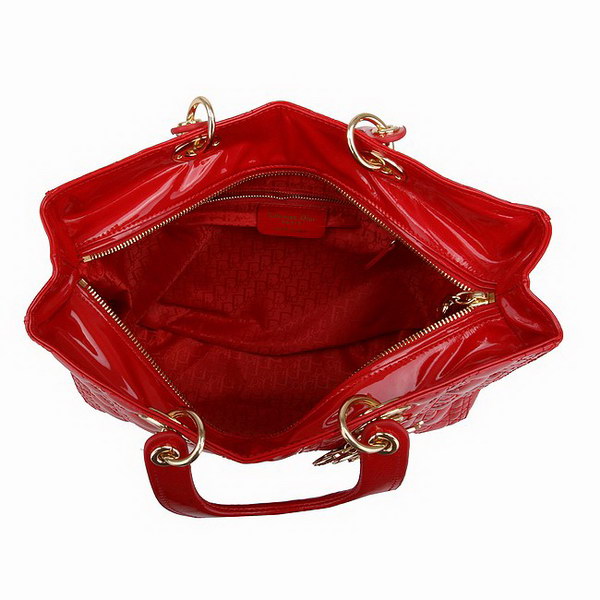 Dior Tote Bags Patent Leather Red 44561