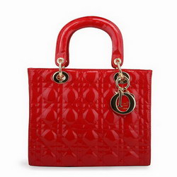 Dior Tote Bags Patent Leather Red 6301