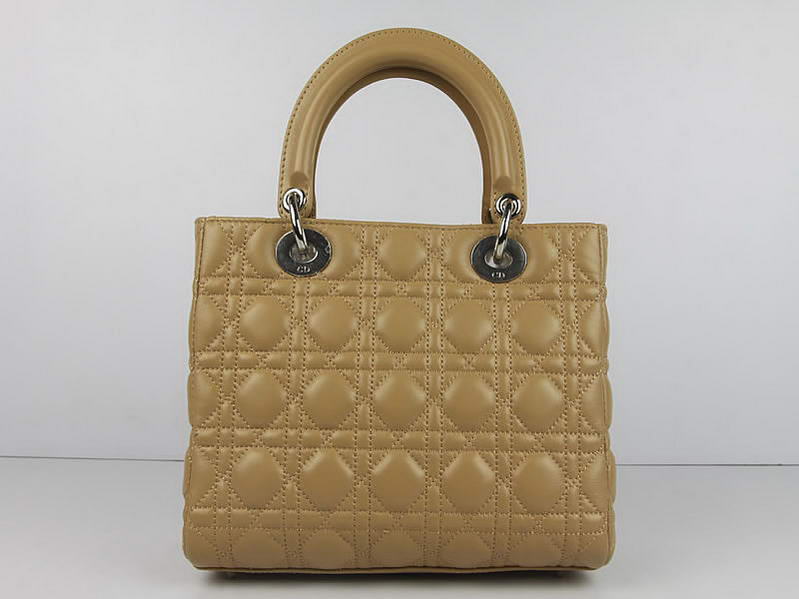 Christian Dior Lambskin Bags Lady Dior Bag CAL44550 Beige Silver