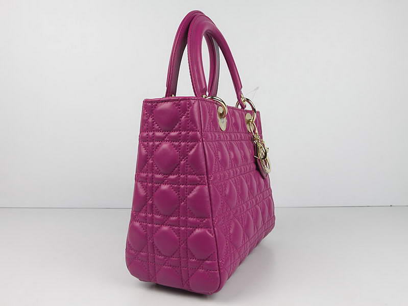 Christian Dior Lambskin Bags Lady Dior Bag CAL44550 Purple Golden