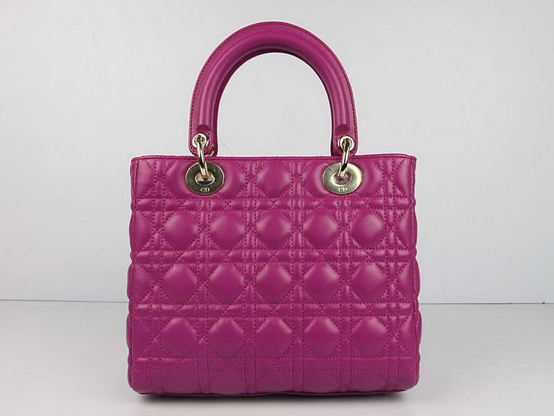 Christian Dior Lambskin Bags Lady Dior Bag CAL44550 Purple Golden