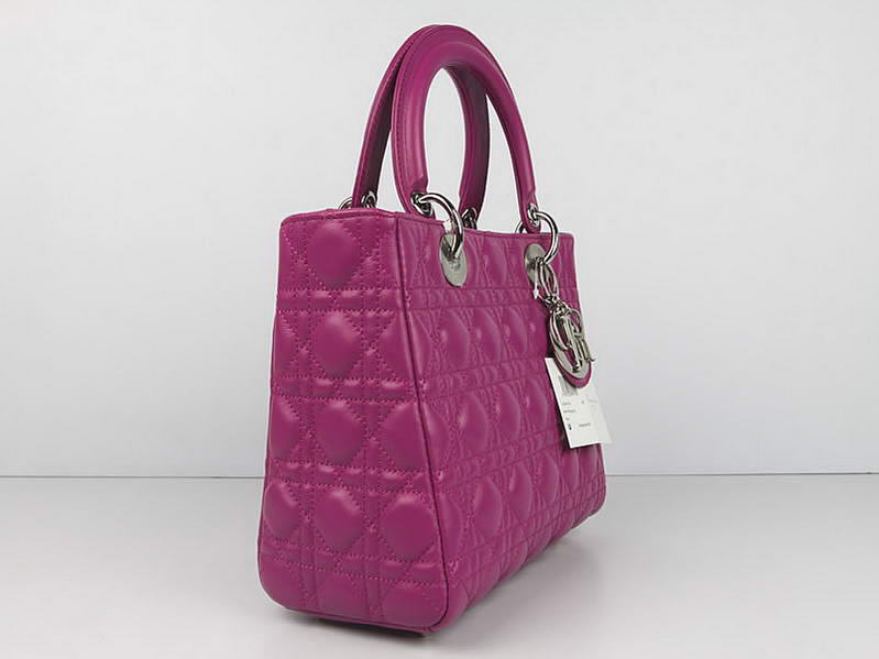 Christian Dior Lambskin Bags Lady Dior Bag CAL44550 Purple Silver