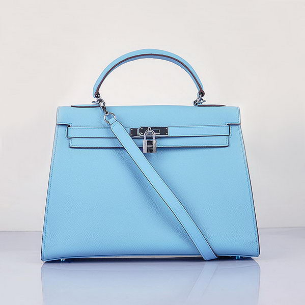 Hermes Kelly 32cm Bags Togo Leather Light Blue