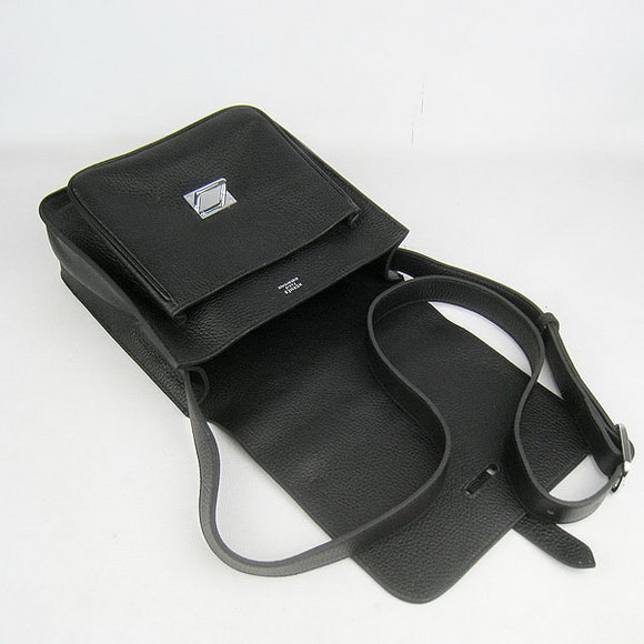 Hermes Black Cow Leather Messenger Bags H2811