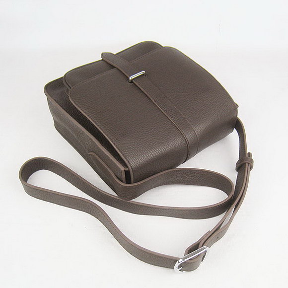 Hermes Deep-Coffee Cow Leather Messenger Bags H2811