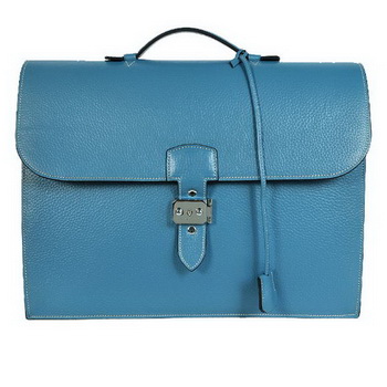 Hermes Sac Depeche 38cm Briefcase Clemence Blue