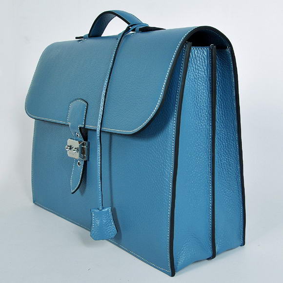 Hermes Sac Depeche 38cm Briefcase Clemence Blue