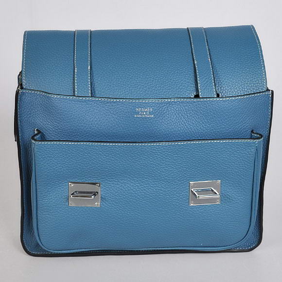 Hermes Steve 32CM Mens Bag Clemence Blue