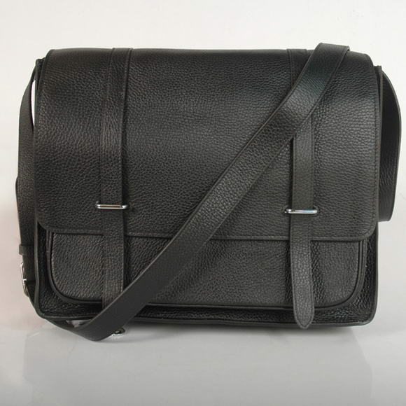 Hermes Steve 35CM Messenger Bag Clemence Leather Black