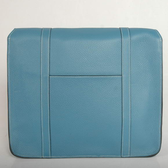 Hermes Steve 35CM Messenger Bag Clemence Leather Blue