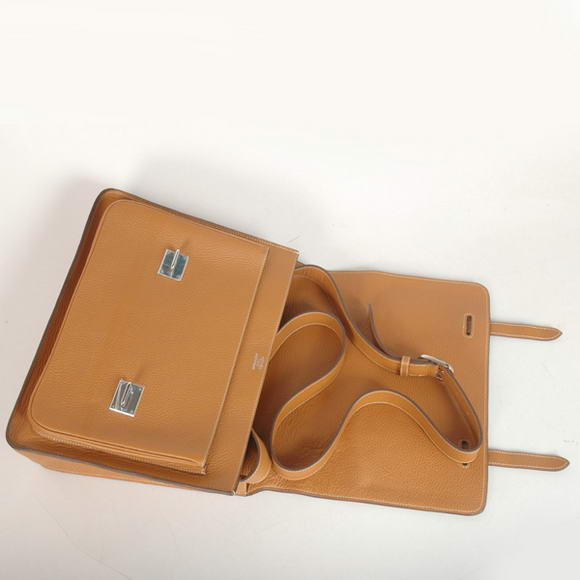 Hermes Steve 35CM Messenger Bag Clemence Leather Camel