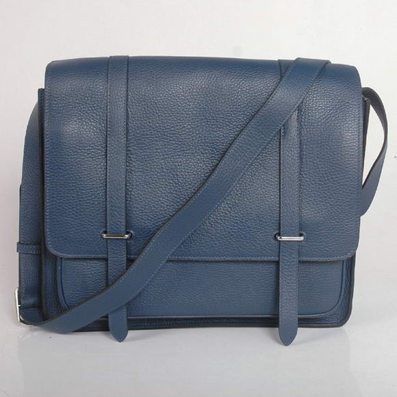 Hermes Steve 35CM Messenger Bag Clemence Leather Dark Blue