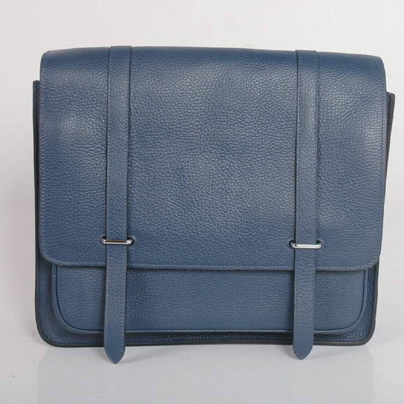 Hermes Steve 35CM Messenger Bag Clemence Leather Dark Blue