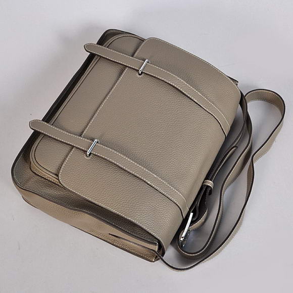 Hermes Steve 35CM Messenger Bag Clemence Leather Grey