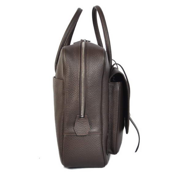 Hermes Steve 38CM Travel Bag Clemence Leather Brown