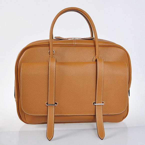 Hermes Steve 38CM Travel Bag Clemence Leather Camel