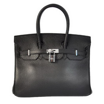 Hermes Birkin 25CM Tote Bags Togo Leather Black Silver