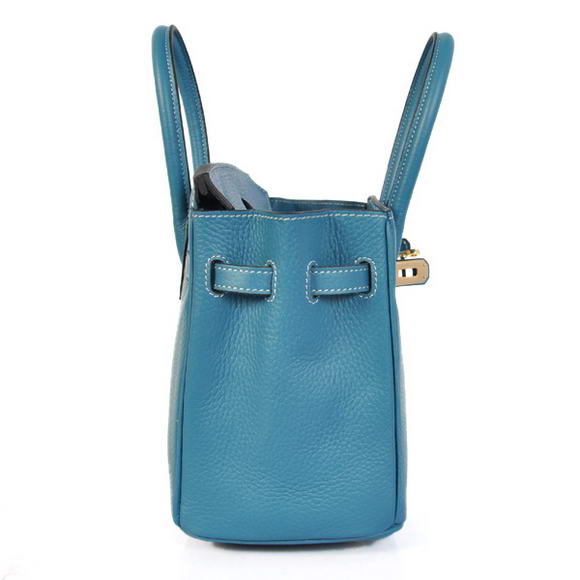 Hermes Birkin 25CM Tote Bags Togo Leather Blue Godlen